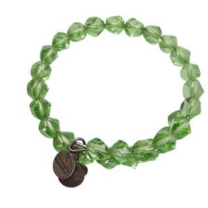 ALEX and ANI Mint Green Mirage Vintage 66 Beaded Expandable Wrap Silver Tone